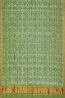 Collection of Mangalgiri Needle Print Green Saree in a gallery layout