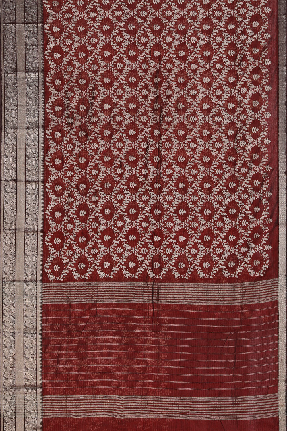 Mangalgiri Silk Maroon Saree