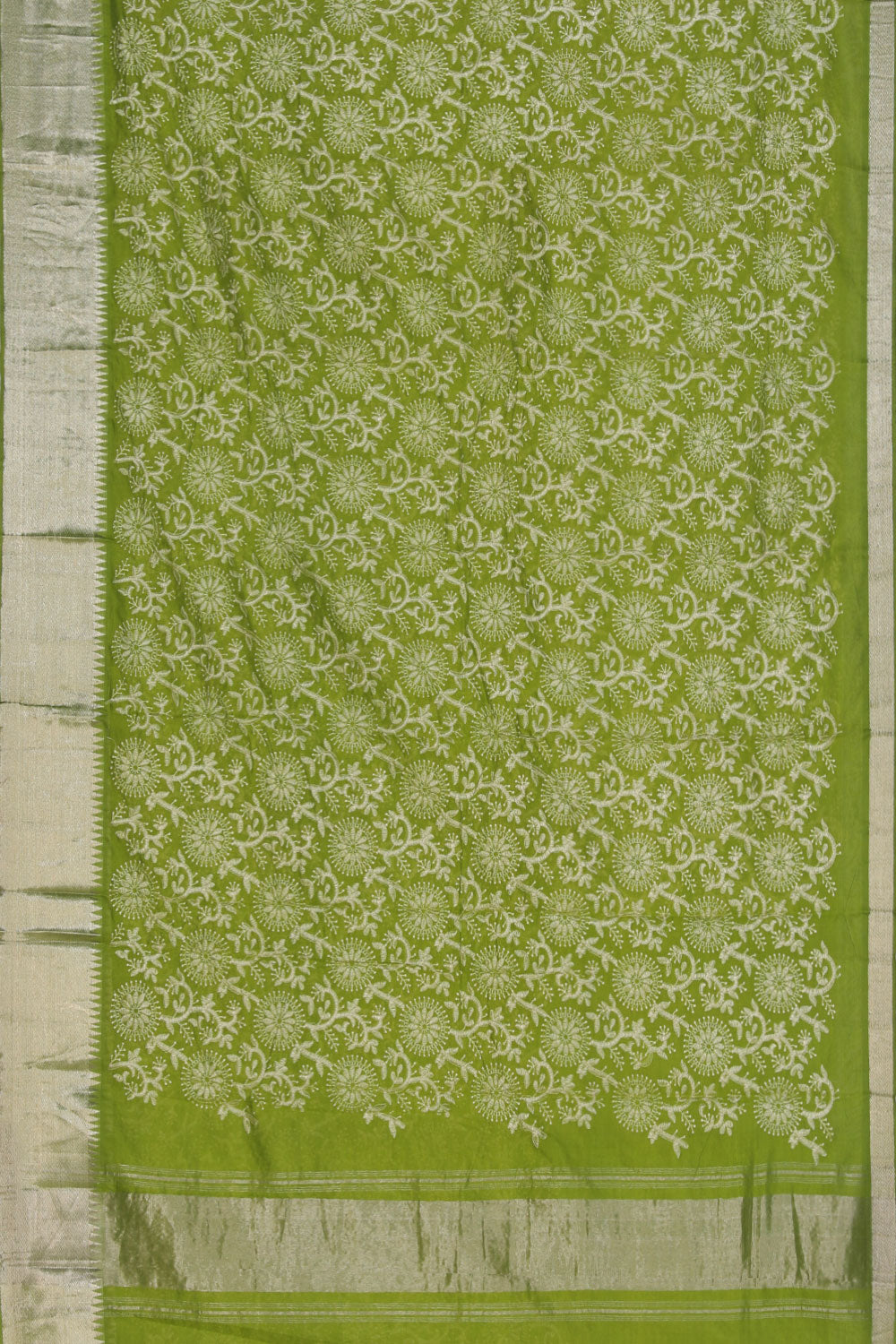 Collection of Mangalgiri Silk Green Saree in a gallery layout