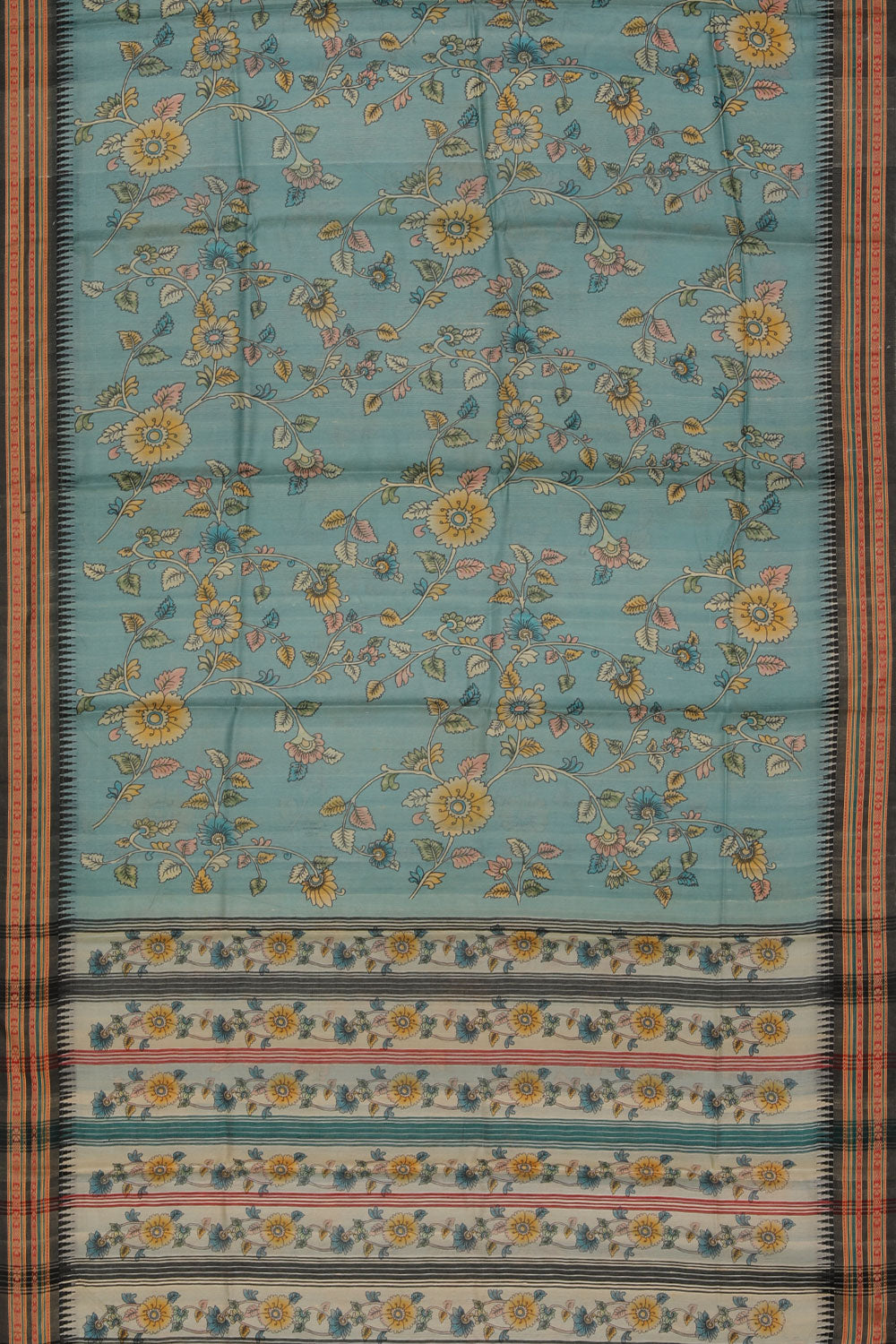 Collection of Tussar-Silk Printed Pastel Blue Saree in a gallery layout