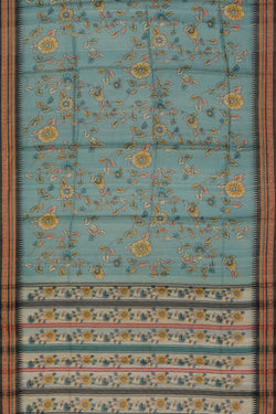 Collection of Tussar-Silk Printed Pastel Blue Saree in a gallery layout