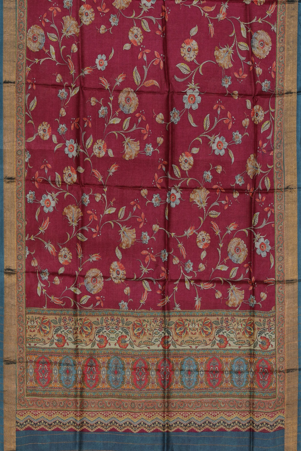 Collection of Tussar-Silk Printed Plum Pink Saree in a gallery layout