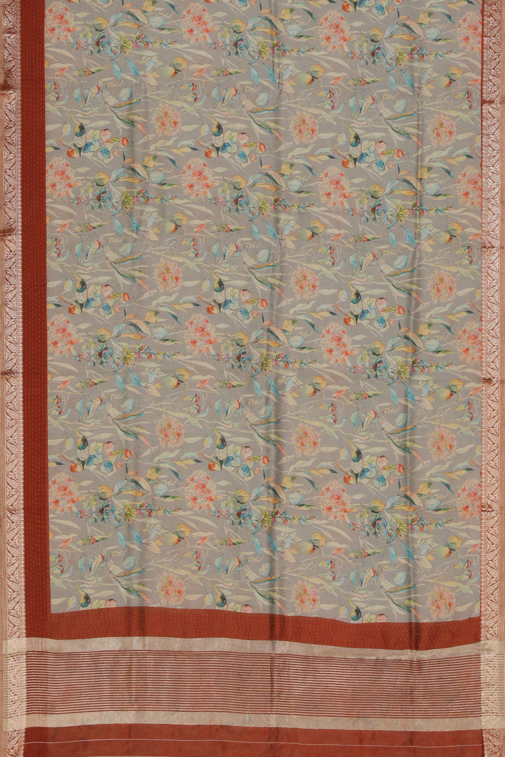 Collection of Tussar-Silk Printed Pastel Grey Saree in a gallery layout