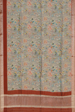 Collection of Tussar-Silk Printed Pastel Grey Saree in a gallery layout