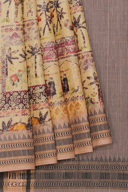 Collection of Tussar-Silk Printed Cream Saree in a gallery layout