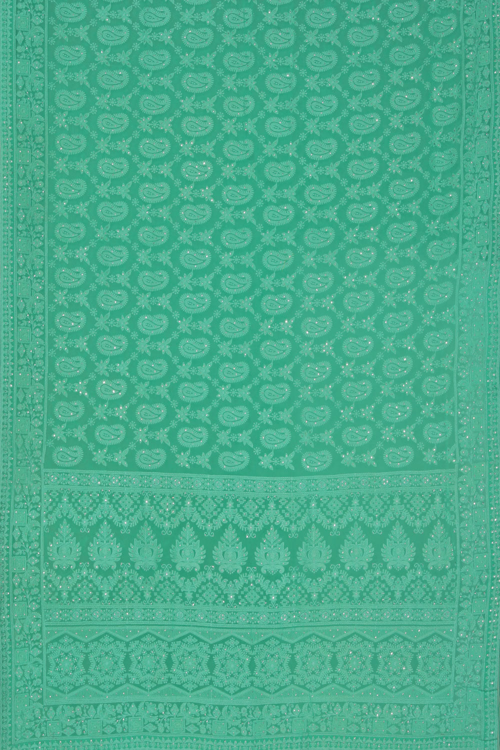 Collection of Georgette Green Saree in a gallery layout