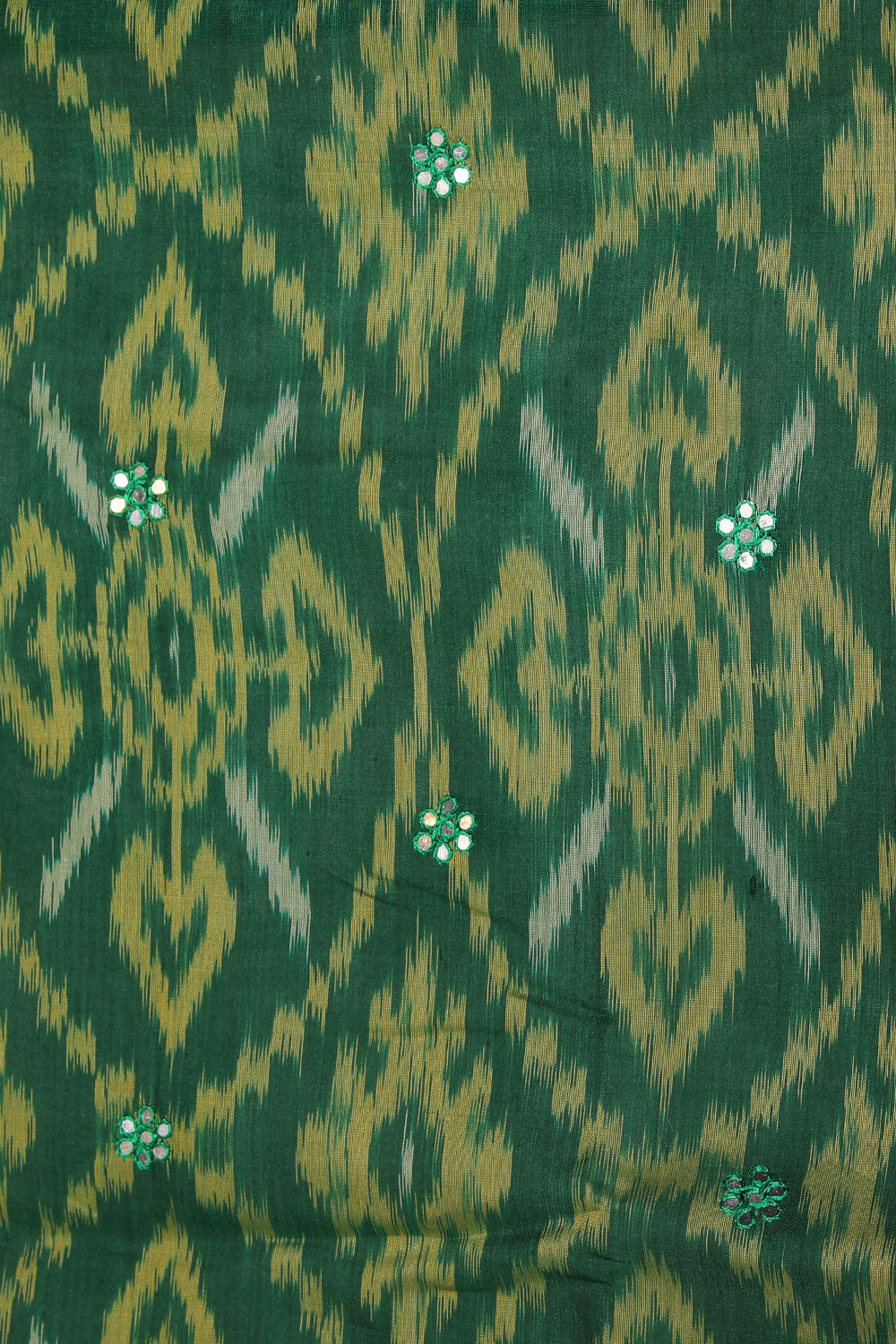 Image of Ikat Cotton-Silk Green Saree