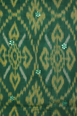 Collection of Ikat Cotton-Silk Green Saree in a gallery layout