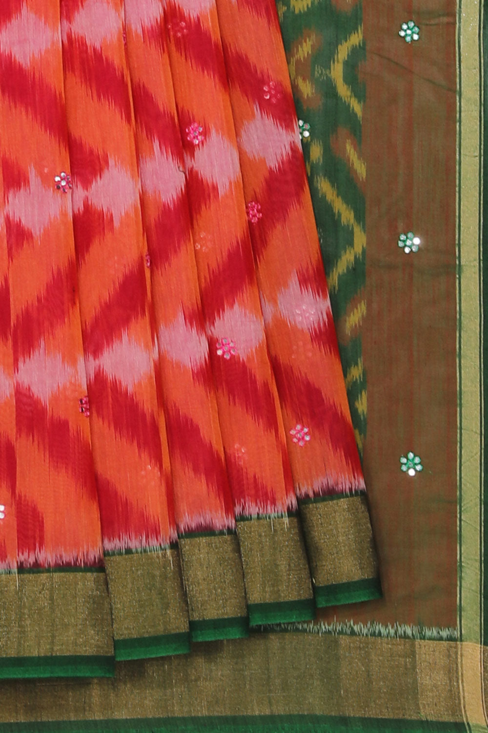 Collection of Ikat Cotton-Silk Pink Saree in a gallery layout