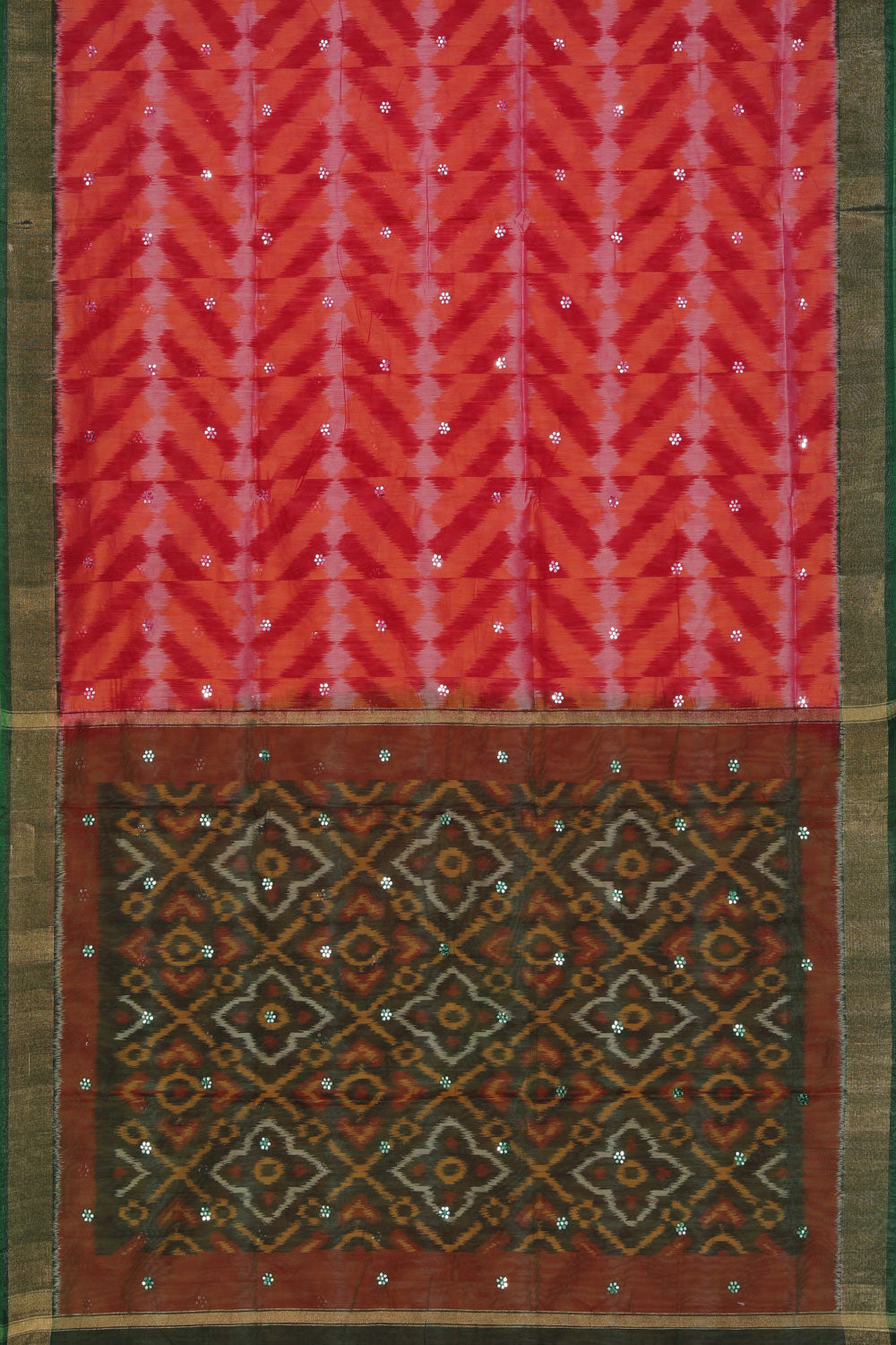 Image of Ikat Cotton-Silk Pink Saree