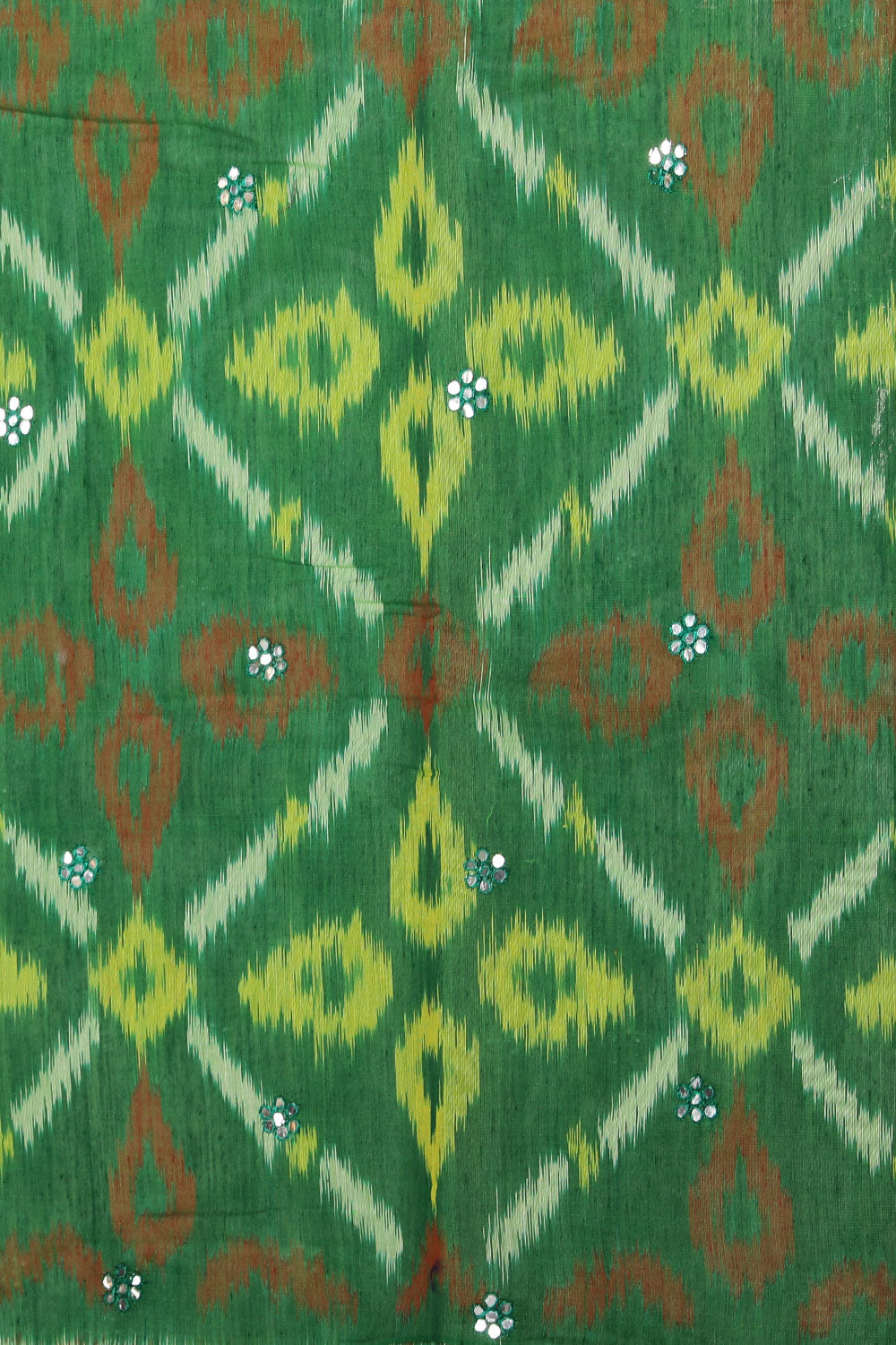 Collection of Ikat Cotton-Silk Green Saree in a gallery layout