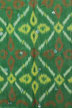 Collection of Ikat Cotton-Silk Green Saree in a gallery layout