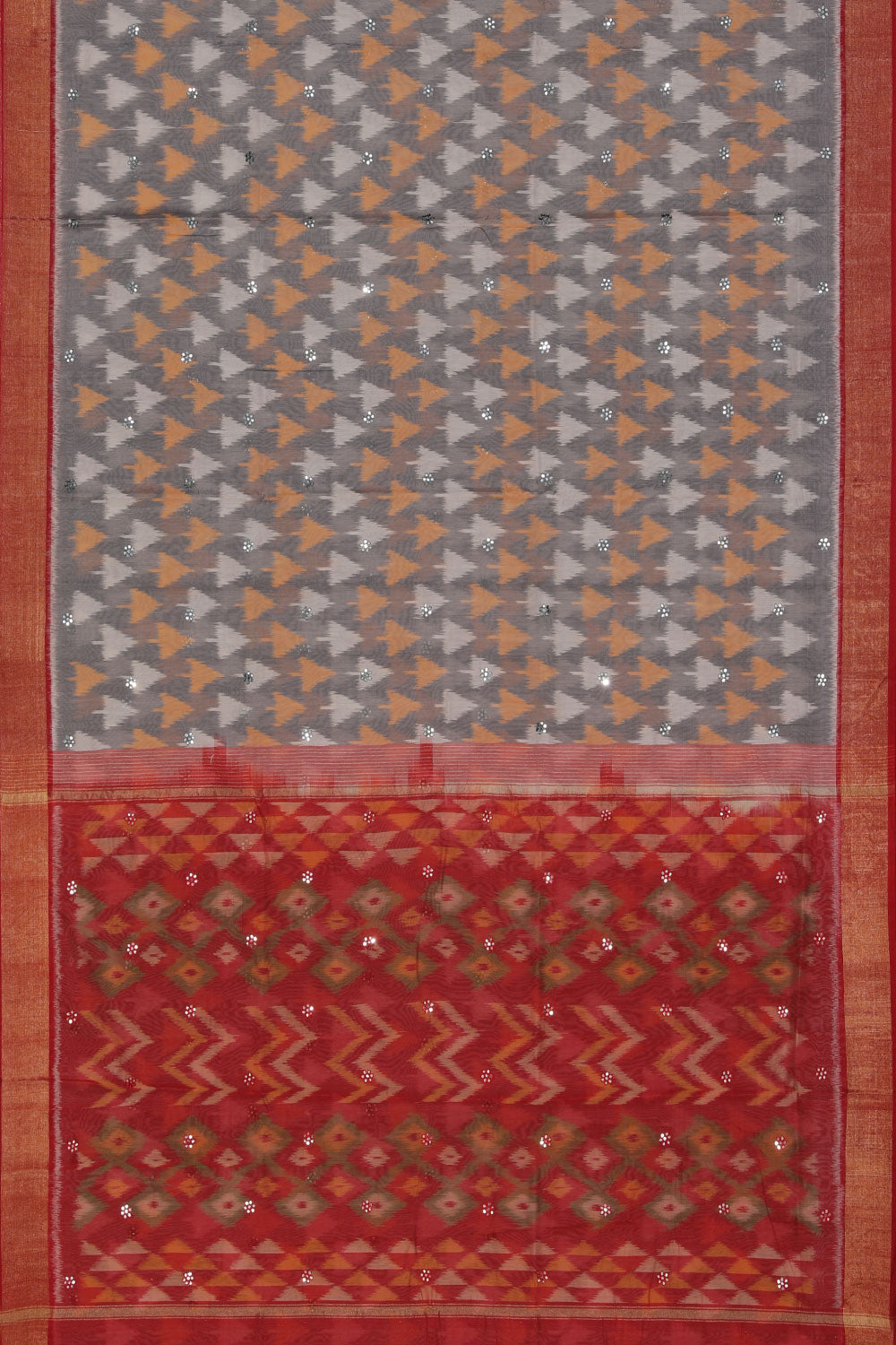 Collection of Ikat Cotton-Silk Grey Saree in a gallery layout