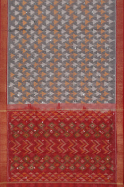 Collection of Ikat Cotton-Silk Grey Saree in a gallery layout