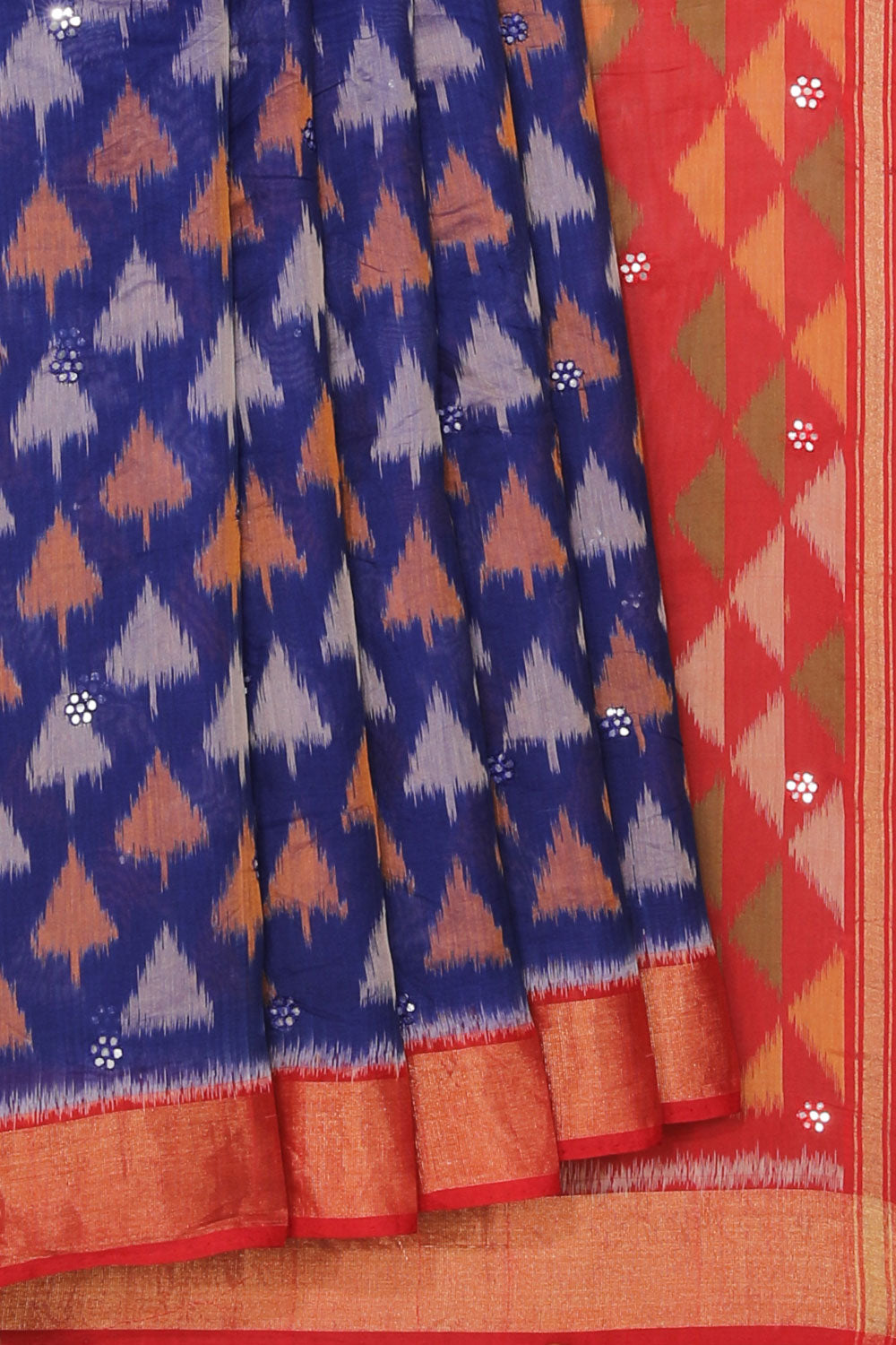 Collection of Ikat Cotton-Silk Indigo Blue Saree in a gallery layout