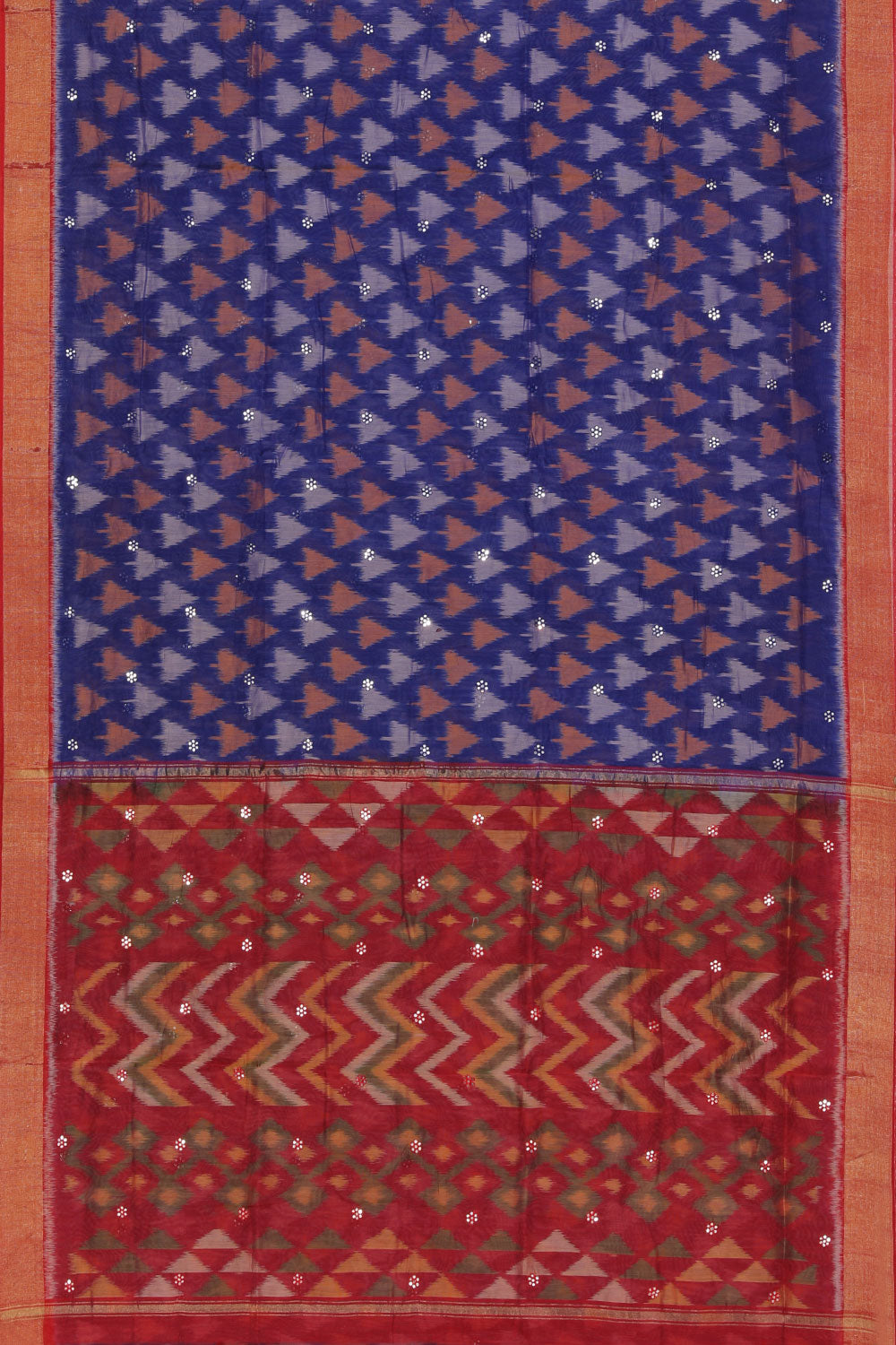 Collection of Ikat Cotton-Silk Indigo Blue Saree in a gallery layout