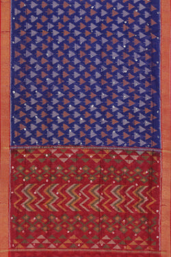 Collection of Ikat Cotton-Silk Indigo Blue Saree in a gallery layout