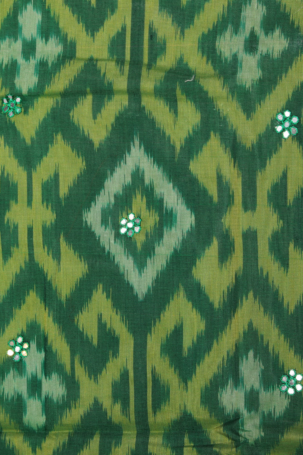 Image of Ikat Cotton-Silk Green Saree