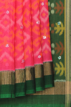 Collection of Ikat Cotton-Silk Pink Saree in a gallery layout