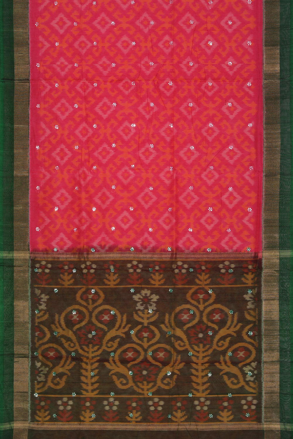 Collection of Ikat Cotton-Silk Pink Saree in a gallery layout