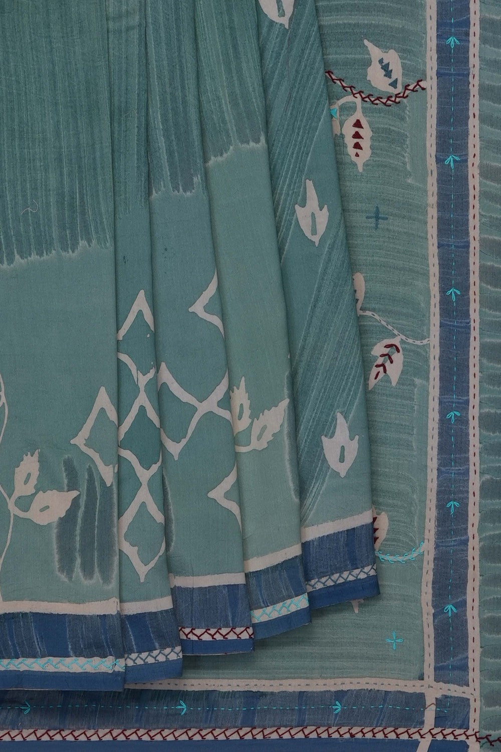 Image of Smoky Blue Chanderi Silk Cotton Saree