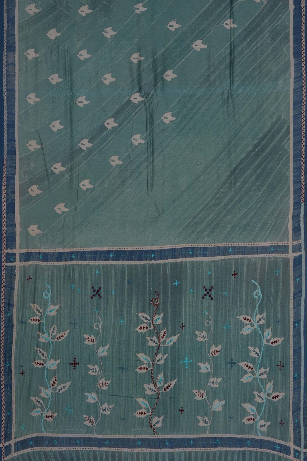 Image of Smoky Blue Chanderi Silk Cotton Saree