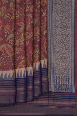Image of Aesthetic Printed Tussar Saree