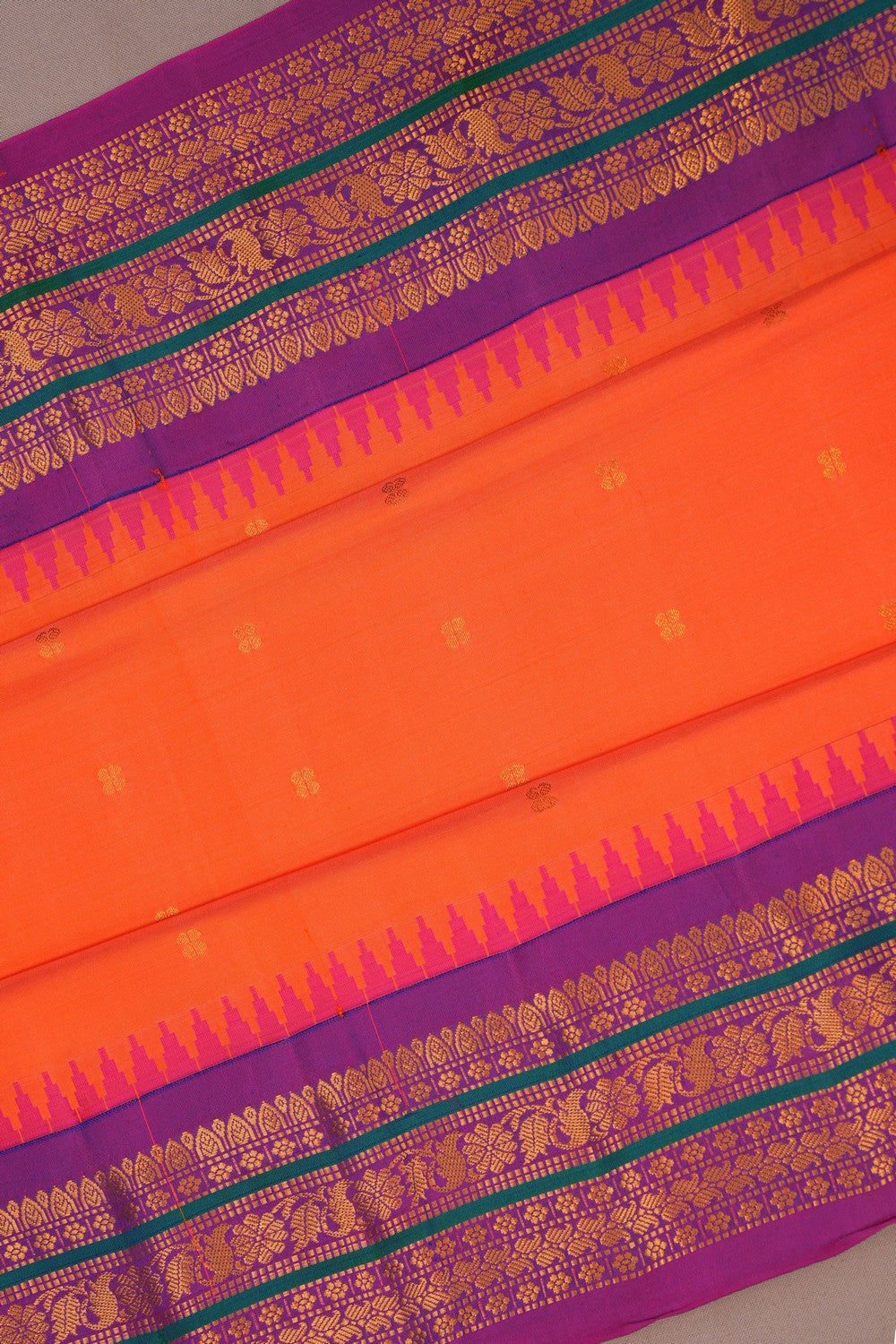Image of Gadwal Silk Orange Saree