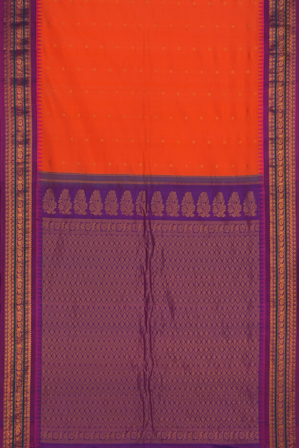 Image of Gadwal Silk Orange Saree
