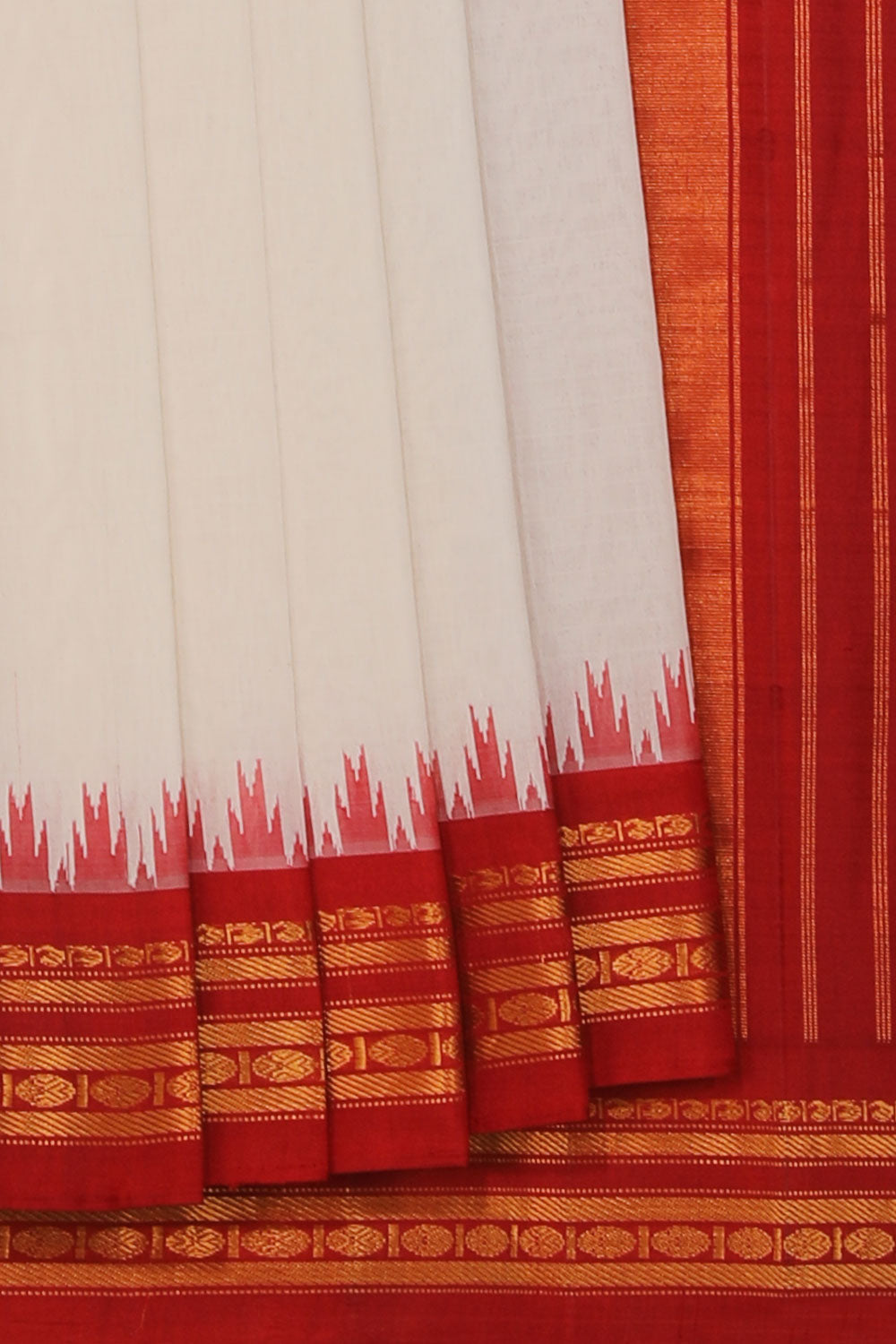 Collection of Gadwal Cotton Silk White Saree in a gallery layout