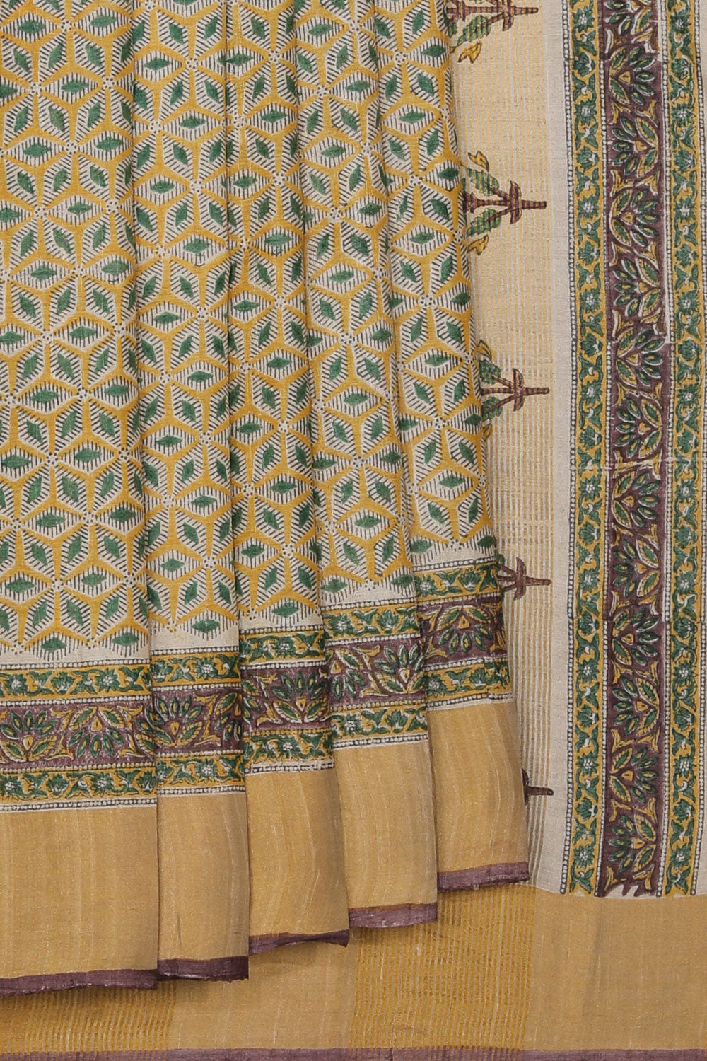 Collection of Tussar-Silk Flower Print Saree in a gallery layout