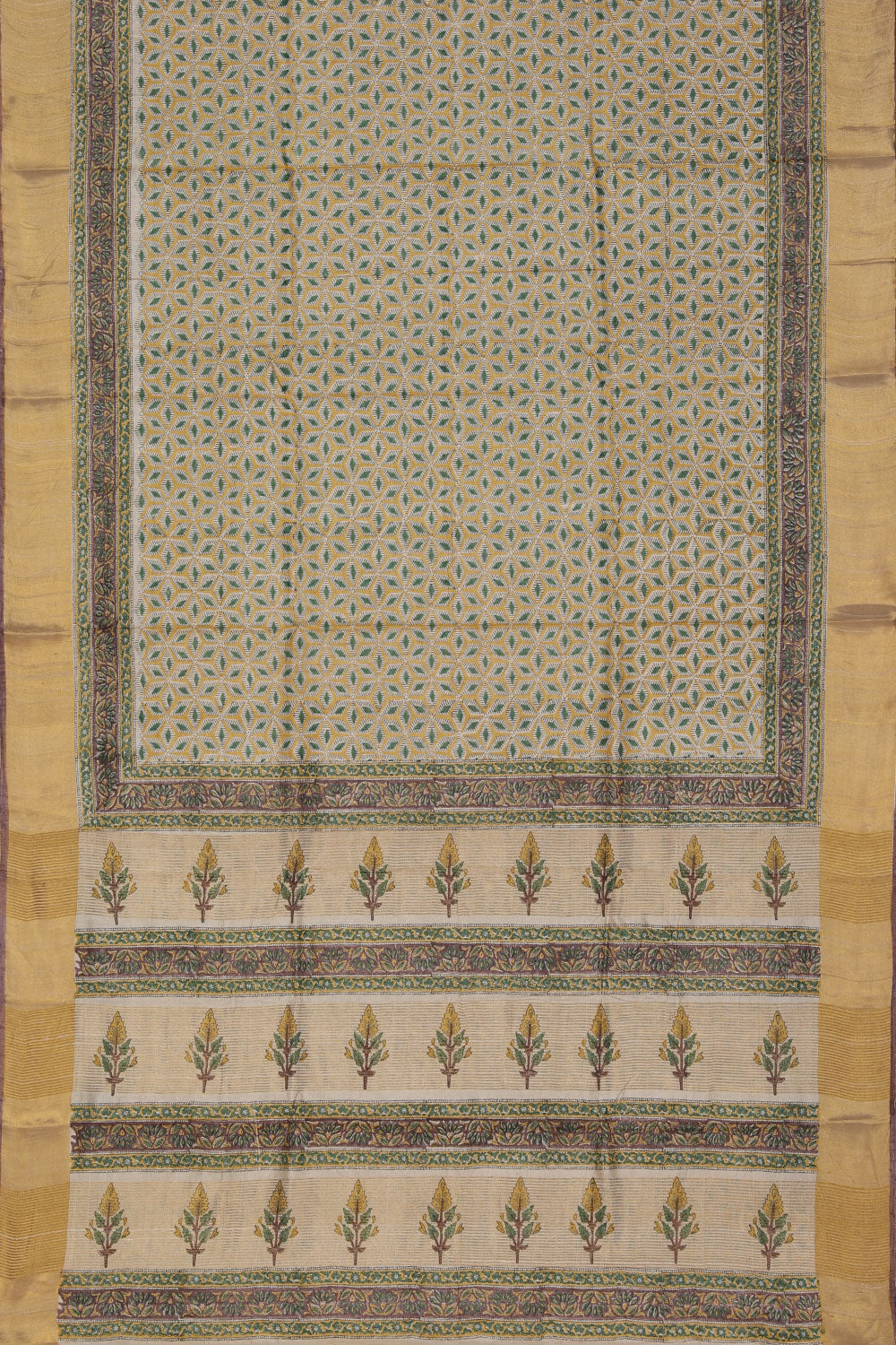 Image of Tussar-Silk Flower Print Saree