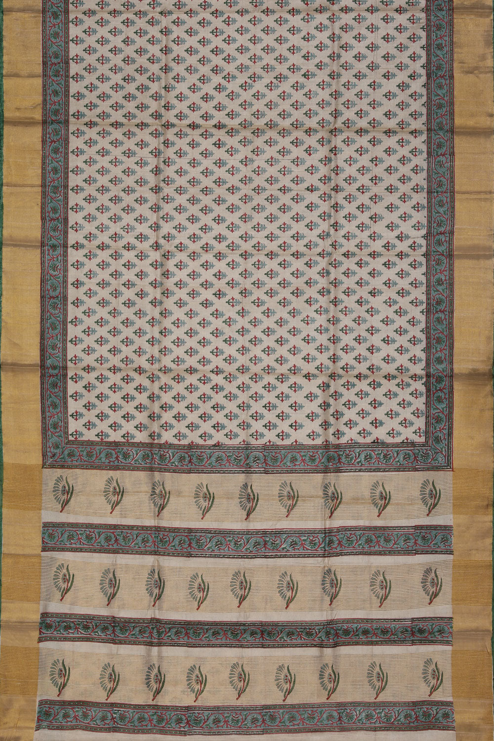 Image of Tussar-Silk Flower Print Saree