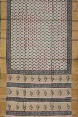 Collection of Tussar-Silk Flower Print Saree in a gallery layout