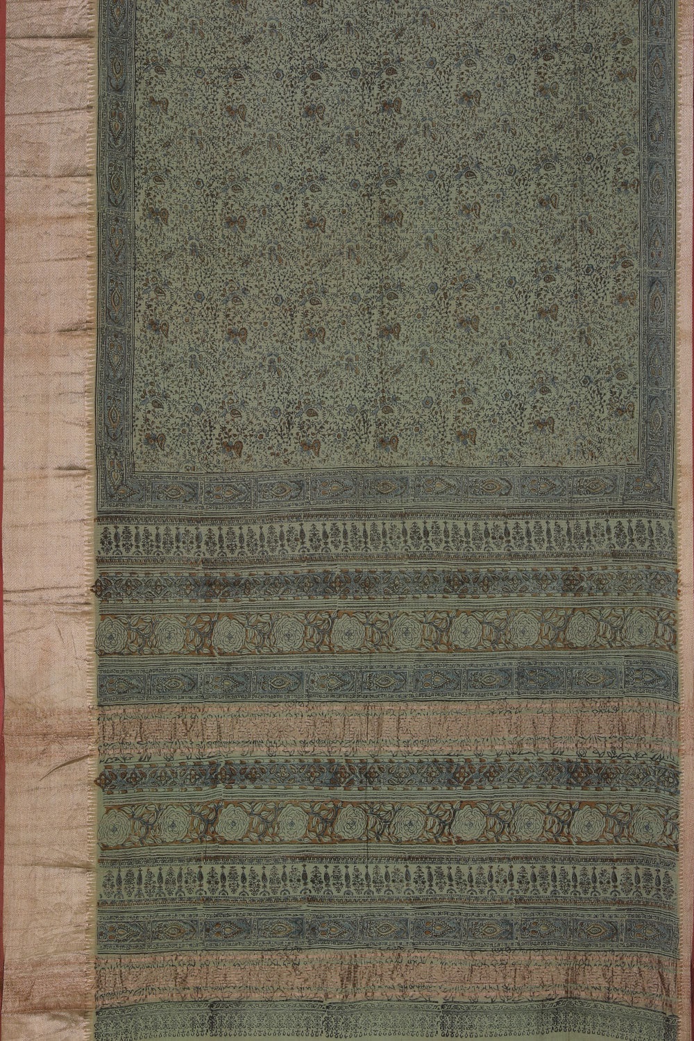 Collection of Mangalgiri Silk Printed Sage Green Saree in a gallery layout