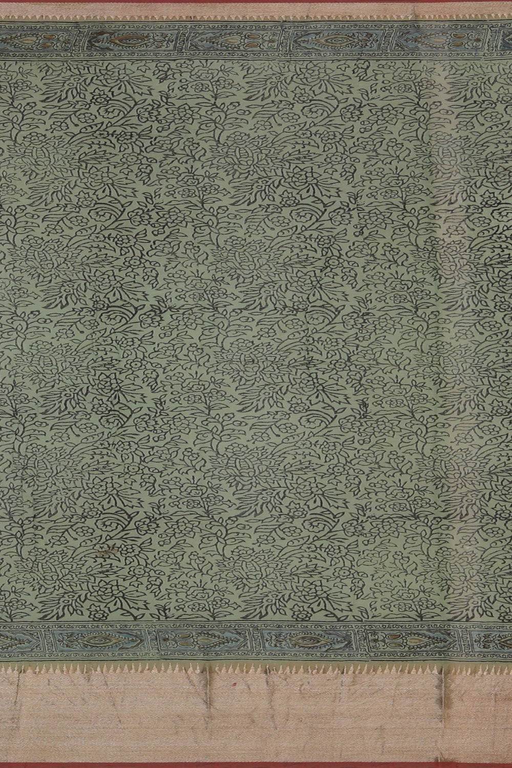 Collection of Mangalgiri Silk Printed Sage Green Saree in a gallery layout