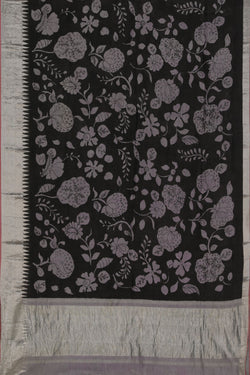 Collection of Mangalgiri Silk Printed Black Saree in a gallery layout