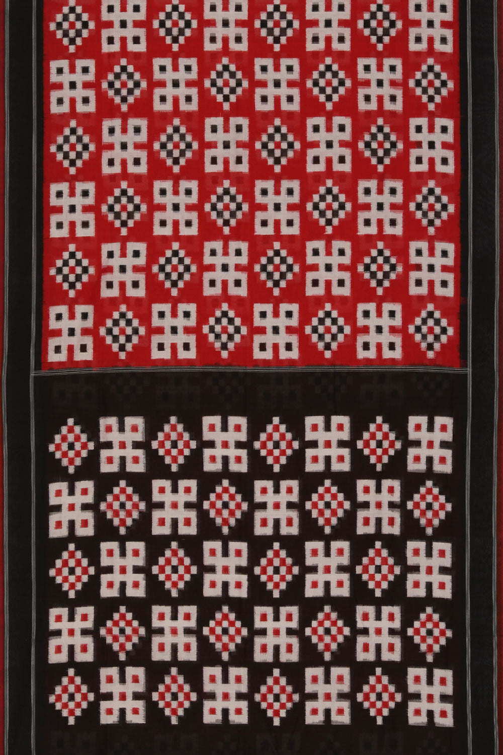 Collection of Pochampally Cotton Ikat Red Saree in a gallery layout