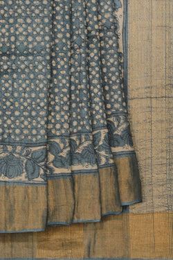 Collection of Tussar-Silk Smoky Grey Saree in a gallery layout