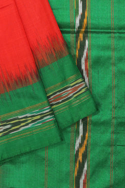 Collection of Pochampally Silk Ikat Red Saree in a gallery layout