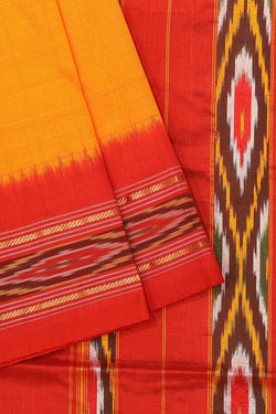 Collection of Pochampally Silk Ikat Mustard Saree in a gallery layout