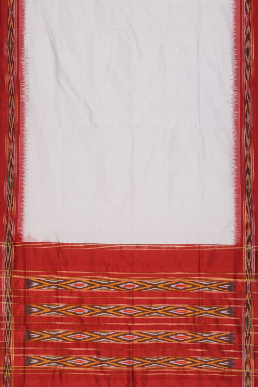 Collection of Pochampally Silk Ikat White Saree in a gallery layout