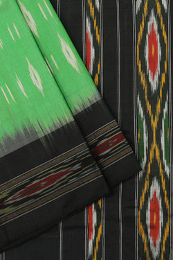 Collection of Pochampally Silk Ikat Green Saree in a gallery layout