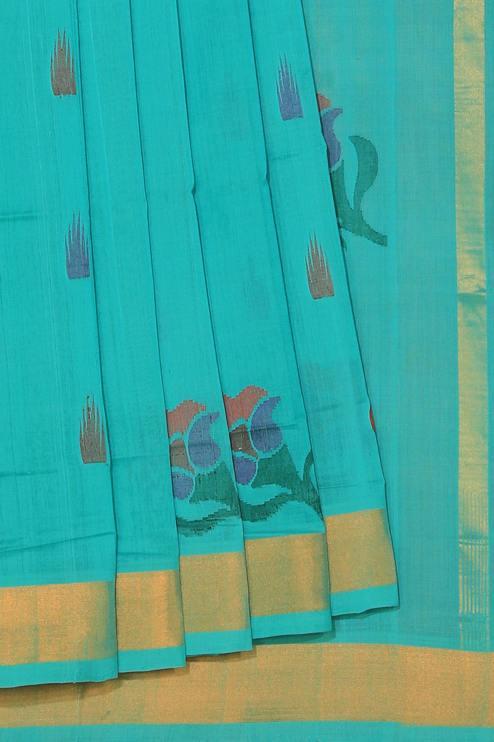 Collection of Uppada Cotton Sea Green Saree in a gallery layout