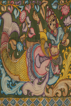 Image of Mangalgiri Silk Kalamkari-Painted Saree