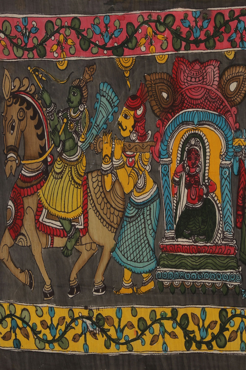 Mangalgiri Silk Kalamkari-Painted Saree