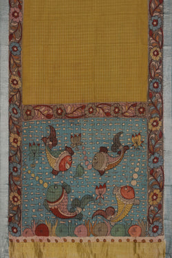 Image of Mangalgiri Silk Mustard Saree