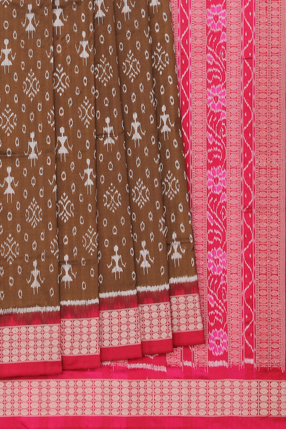 Collection of Sambalpuri Silk Brown Saree in a gallery layout