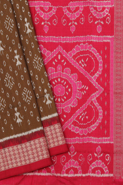 Collection of Sambalpuri Silk Brown Saree in a gallery layout