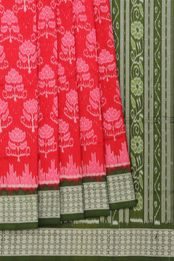 Collection of Sambalpuri Silk Coral Red Saree in a gallery layout